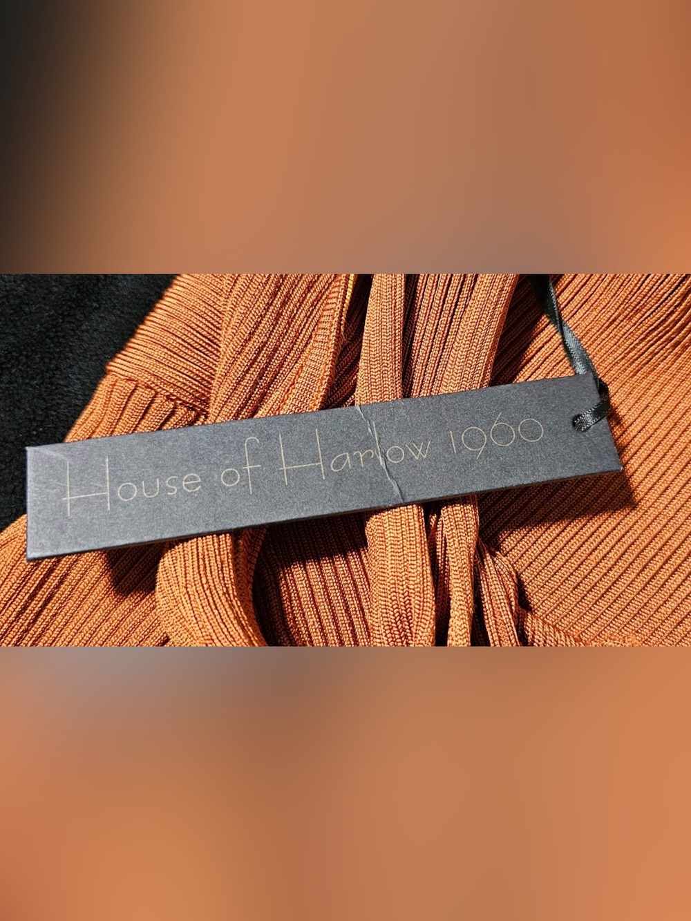 🤎 House of Harlow 1960 Burnt Orange Ribbed One Shoulder Midi Dress S NWT - Picture 8 of 14
